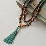 Mens African Turquoise Onyx Tigers Eye Mala Necklace, thumbnail 1 of 3