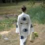 Long Organic Cotton Robe: White With Dark Blue And Black Eye, thumbnail 7 of 8