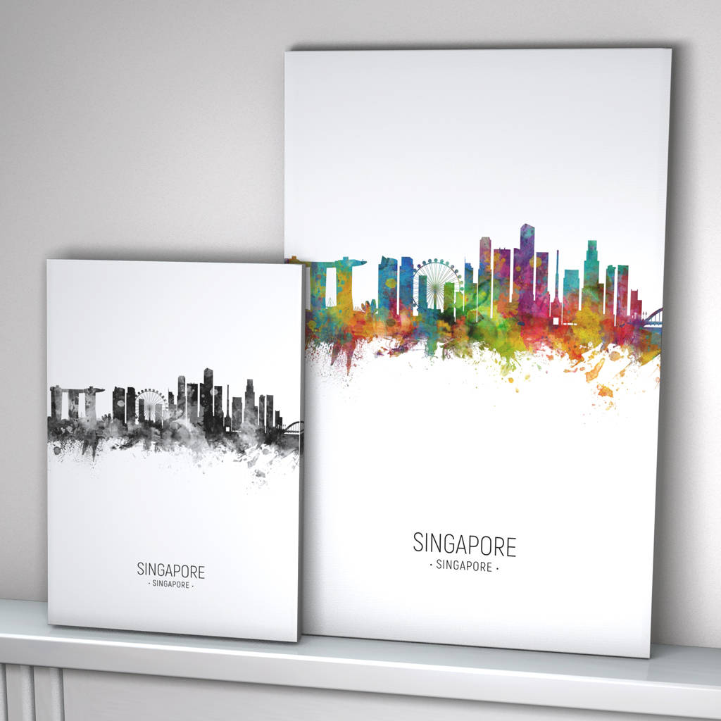 Singapore Skyline Portrait Print And Box Canvas By artPause