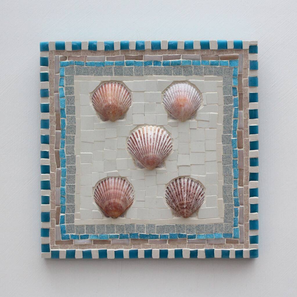 Scallop Shells Coastal Mosaic Wall Art, 1 of 3