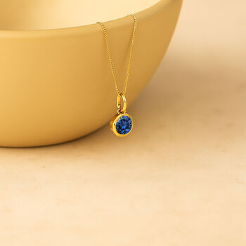 Personalised Gold Plated Sterling Silver September Sapphire Birthstone Necklace, 4 of 10