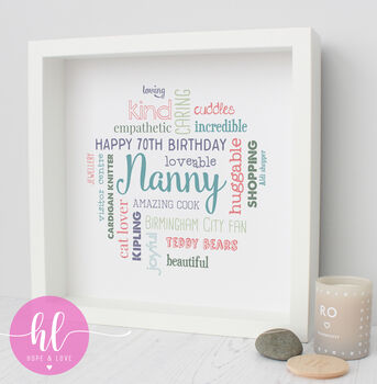 Personalised 70th Birthday Word Art Gift For Her, 4 of 5
