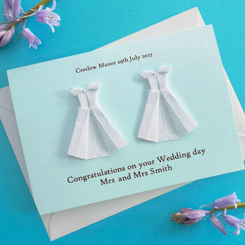 Personalised Mrs And Mrs Origami Wedding Card, 3 of 5