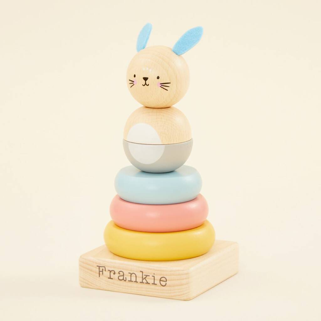 Personalised Wooden Bunny Stacker Toy, 1 of 4