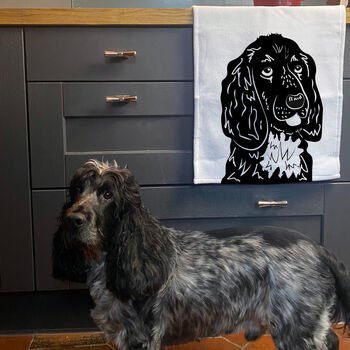 Dog Tea Towel With Lino Cut Image Gift For Dog Lover, 4 of 10