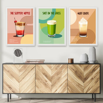 The 'Dirty Cocktail Club' Set Of Six Wall Prints, 6 of 6