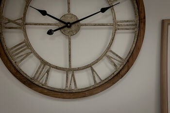 Round Weathered Wood And Metal Wall Clock, 4 of 11