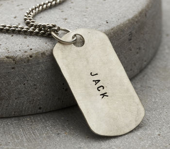 Personalised Men's Brushed Silver Dog Tag Necklace, 2 of 4