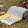 Yellow Stripe And Grey Herringbone Picnic Blanket, thumbnail 3 of 4