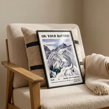 Personalised Baptism Gift Print For Adults, Mountain Christian Keepsake, 3 of 11