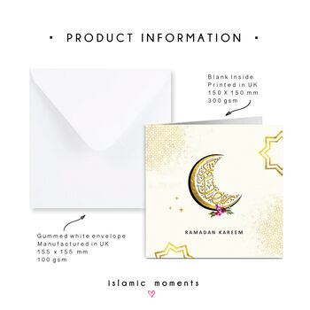 Ramadan Kareem Crescent Moon Card In Cream And Black, 2 of 3