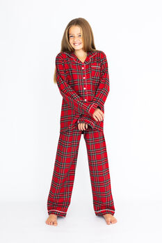 Girl's And Boy's Personalised Luxury Tartan Christmas Brushed Cotton Pyjama, 5 of 12