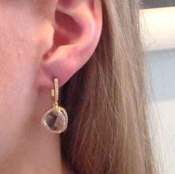 Diamante Gold Designer Drop Earrings Gift For Her, 3 of 3
