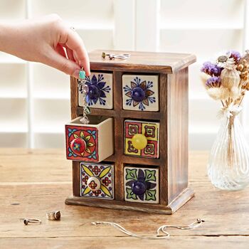 Hand Painted Multicoloured Ceramic Six Drawer Chest, 4 of 7