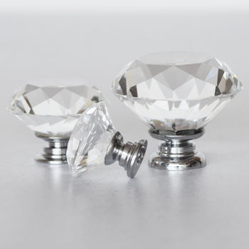 Clear Faceted Crystal Glass Cupboard Door Knobs By Pushka Home 