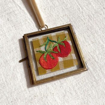 Tomatoes Gingham Embroidered Framed Keepsake, 5 of 7