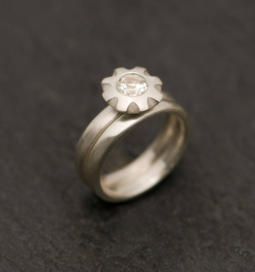 white topaz wedding set by william white | notonthehighstreet.com