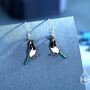 Sterling Silver Magpie Drop Hook Earrings, thumbnail 1 of 10
