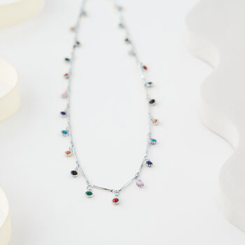 Rainbow Multicoloured Stone Drop Necklace, 5 of 6