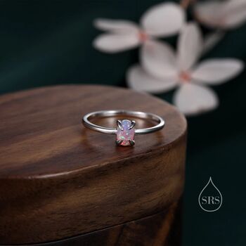 Pink Opal Oval Ring In Sterling Silver, 3 of 12