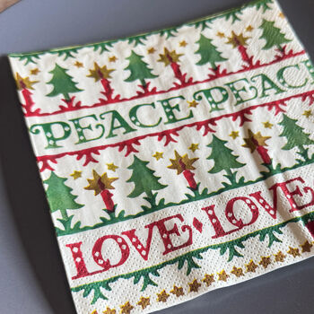 Joyful Christmas Lunch Napkins Peace And Love Set Of 20, 2 of 4