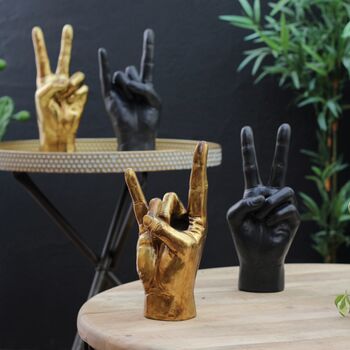 'Peace' Hand Vases In Black And Gold, 3 of 3
