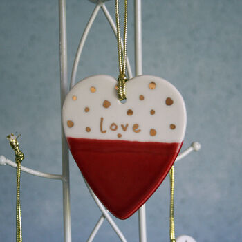 Ceramic Hanging Red Love Heart Decoration, 3 of 3