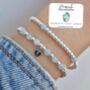 Sterling Silver March Aquamarine Personalised Heart Bracelet Set Of Two Stacking Bracelets: March Birthstone Stacking Jewellery, thumbnail 1 of 6