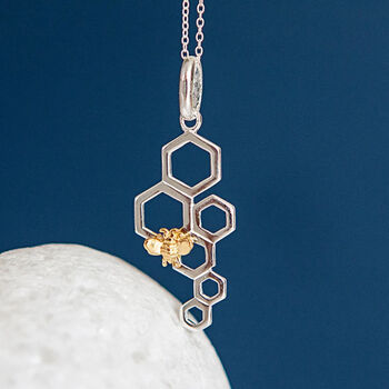Honeycomb Necklace In Sterling Silver, 4 of 12