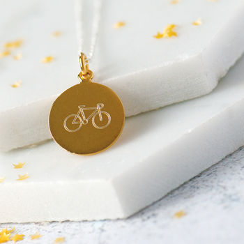 Engraved Personalised Bicycle Sterling Silver Necklace, 4 of 12