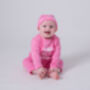 Baby Sleepsuit, Up All Night, Cotton Baby Grow, Gift Pink Or Grey, thumbnail 9 of 9