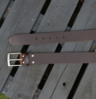Men's Dark Brown Leather Belt English Leather Made In The UK, 3 of 5