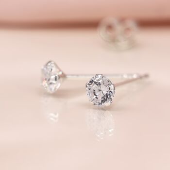 Mini Sterling Silver Simple Cubic Zirconia Stud Earrings, 5 of 9