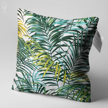 Green And Yellow Tropical Fern Leaves Cushion Cover, 3 of 7