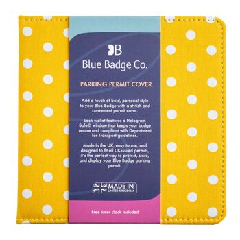 Disabled Blue Badge Permit Wallet Canary Yellow Spotty, 6 of 7