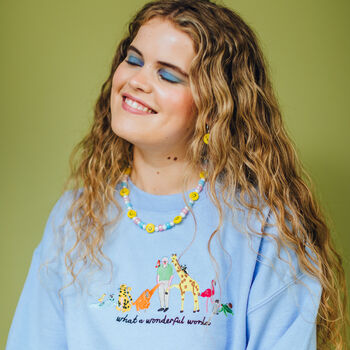What A Wonderful World Embroidered Sweatshirt, 12 of 12