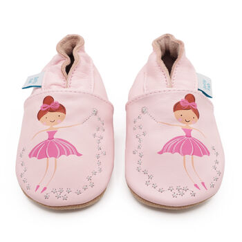 Dotty Fish Fairy Ballerina Soft Leather Baby Shoes With Barefoot Soles, 6 of 8