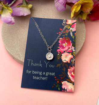 Thank You Bridesmaid Sterling Silver Mini Sunflower Necklace, 9 of 10