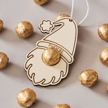 Personalised Gonk Christmas Gift Tag And Bag Of Chocolate Noses, 3 of 5