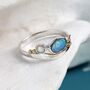 Blue And White Opal Sterling Silver Ring, thumbnail 3 of 8