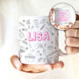 Number One Beauty Therapist Beautician Doodles Mug, thumbnail 1 of 5