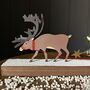 Reindeer Pulling Christmas Tree Wooden Block Decoration, thumbnail 2 of 3