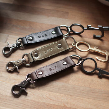 Personalised Leather Keyring Clip + No Touch Tool, 7 of 11