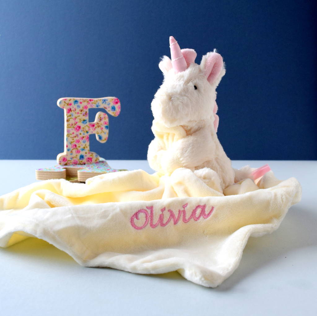 Personalised Unicorn Comforter Blanket By The Alphabet Gift Shop 