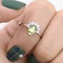 Genuine Pear Cut Peridot Crown Ring In Sterling Silver, thumbnail 3 of 12