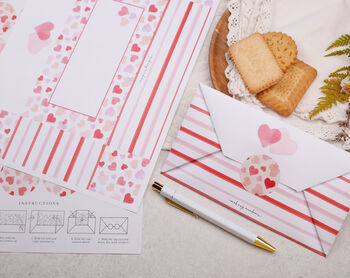 A4 Origami Writing Paper That Folds Into An Envelope With Love Heart Design, 5 of 5
