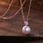 Natural Pearl And Cz Bezel Necklace In Sterling Silver, thumbnail 1 of 10