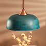 Verdigris Copper Pendant Light With Fixtures, Handmade Farmhouse Copper Lighting, thumbnail 1 of 6