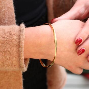 18ct Gold Plated Wave Bangle, 3 of 4