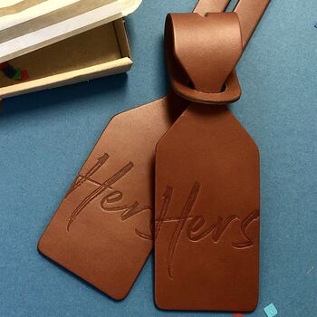 Leather Couple Luggage Tags, 3 of 8